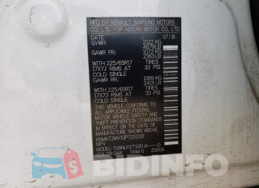 KNMAT2MV1GP725038 Photo# 13