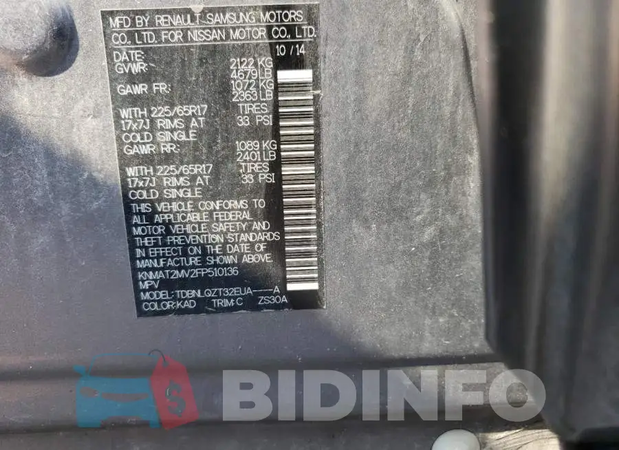 KNMAT2MV2FP510136 Photo# 14