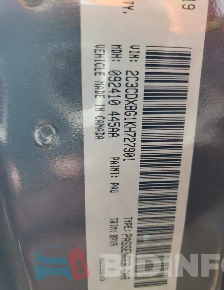 2C3CDXBG1KH727901 Photo# 13