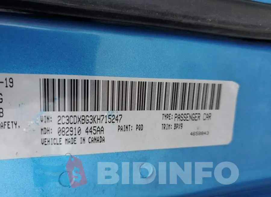 2C3CDXBG3KH715247 Photo# 10