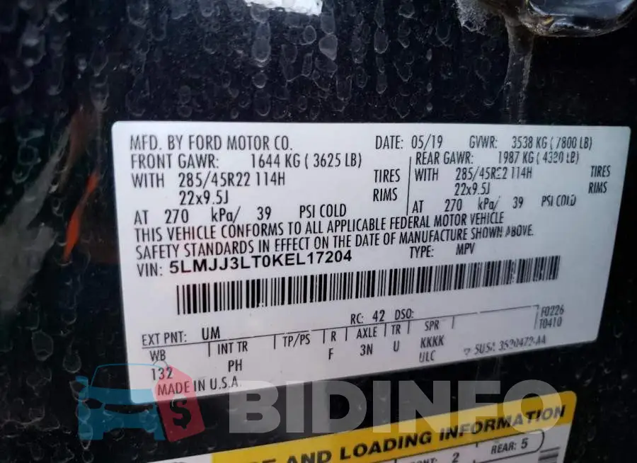5LMJJ3LT0KEL17204 Photo# 13