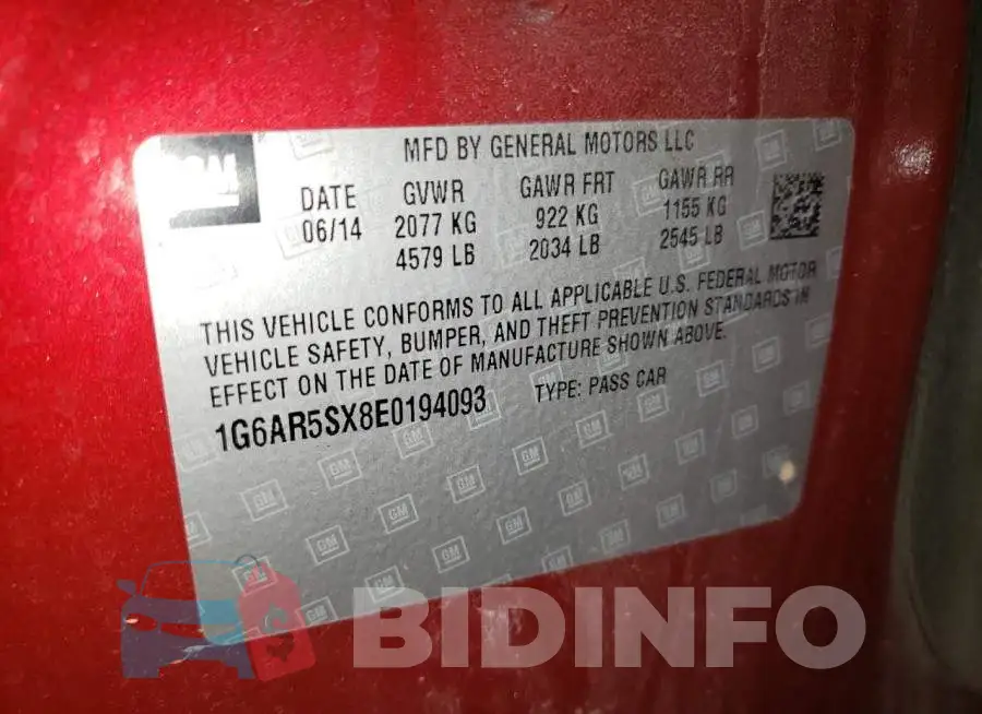 1G6AR5SX8E0194093 Photo# 12