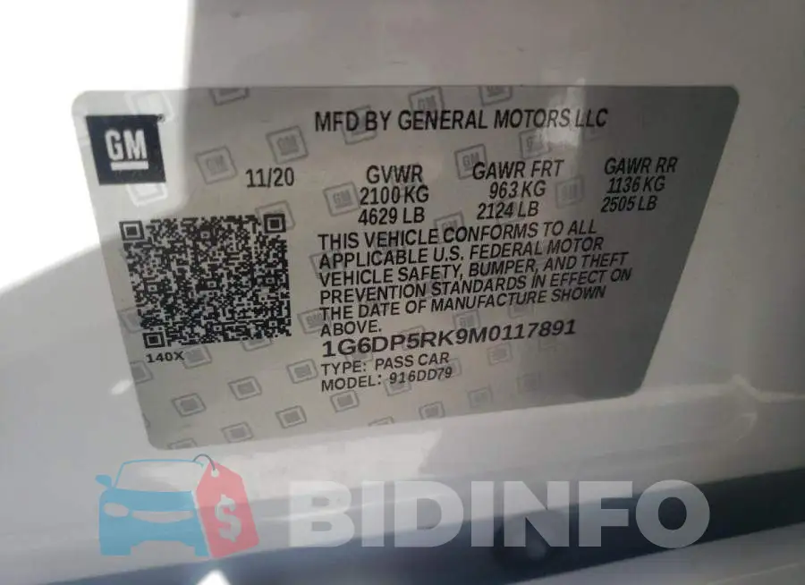 1G6DP5RK9M0117891 Photo# 12