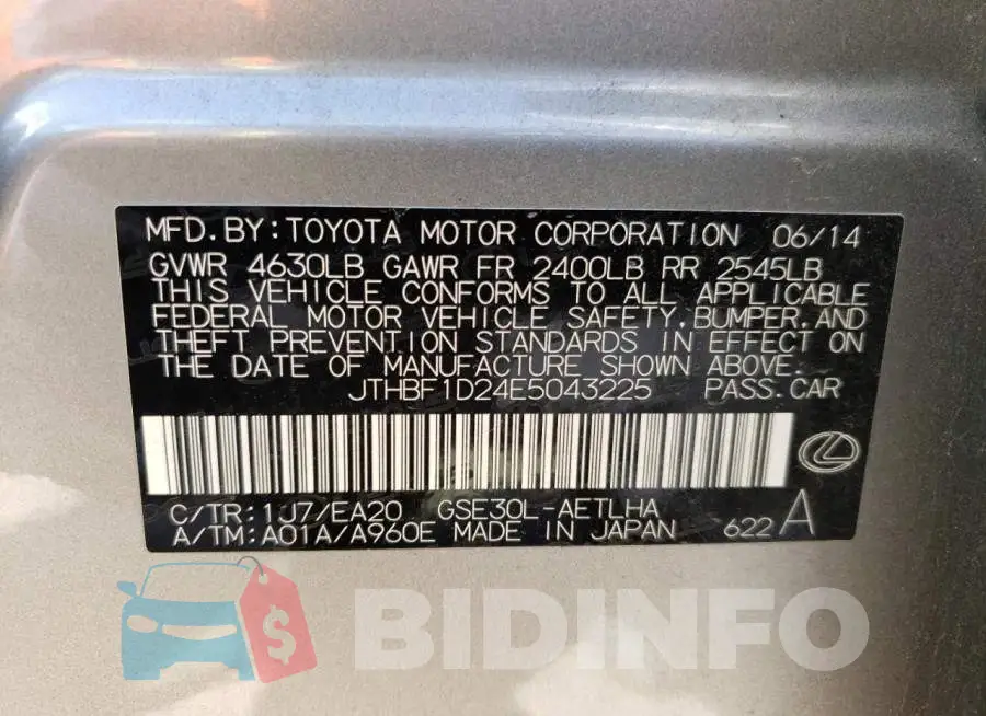 JTHBF1D24E5043225 Photo# 13