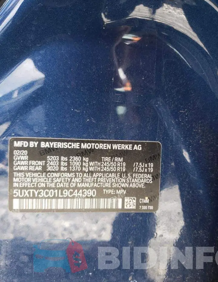 5UXTY3C01L9C44390 Photo# 13