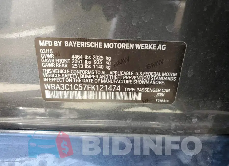 WBA3C1C57FK121474 Photo# 12