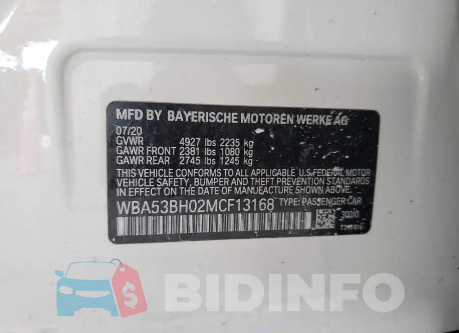 WBA53BH02MCF13168 Photo# 12