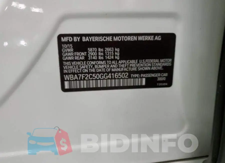 WBA7F2C50GG416502 Photo# 12