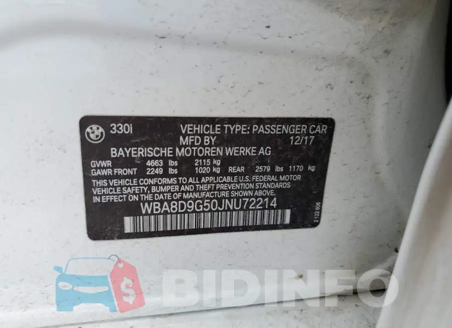 WBA8D9G50JNU72214 Photo# 12