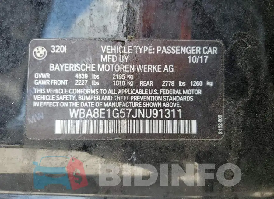 WBA8E1G57JNU91311 Photo# 12