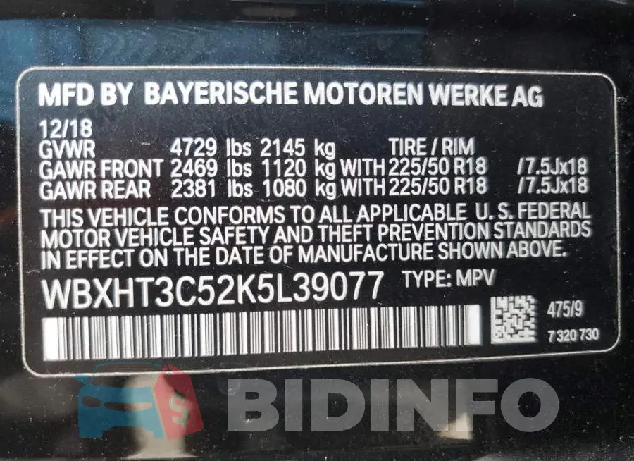 WBXHT3C52K5L39077 Photo# 13