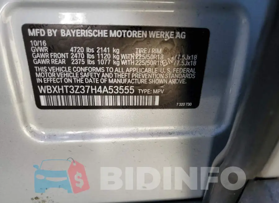 WBXHT3Z37H4A53555 Photo# 13