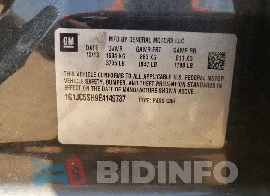 1G1JC5SH9E4149737 Photo# 12