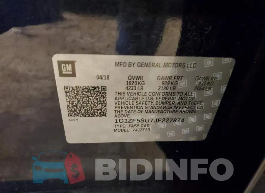 1G1ZF5SU7JF227874 Photo# 12