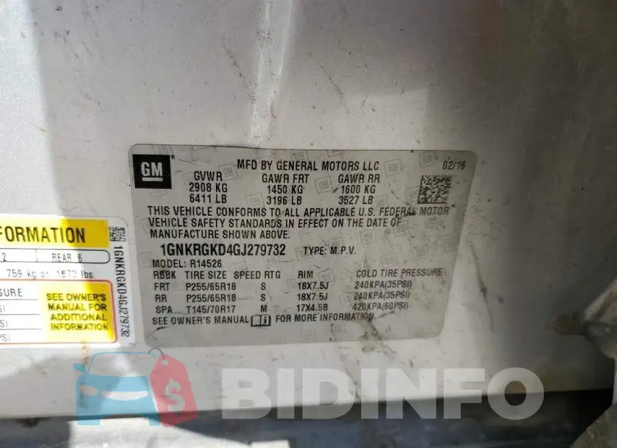 1GNKRGKD4GJ279732 Photo# 14