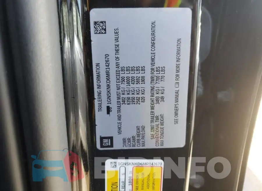 1GNSKNKD6MR142670 Photo# 13