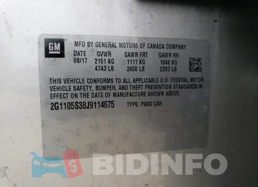 2G1105S38J9114675 Photo# 12