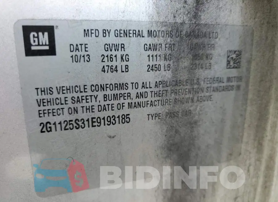 2G1125S31E9193185 Photo# 12
