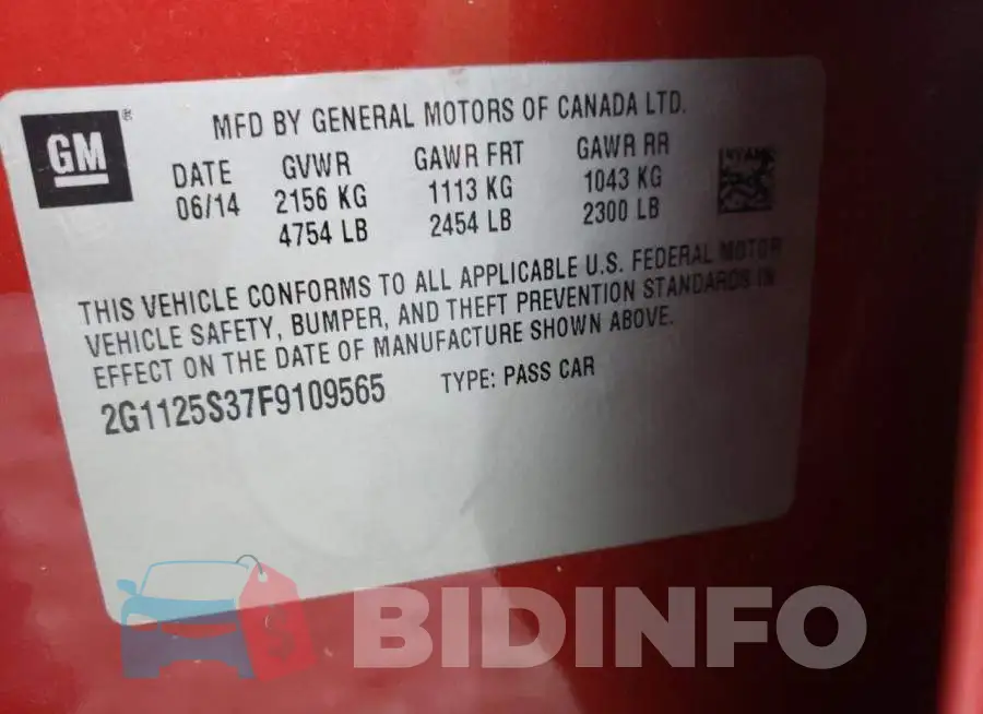 2G1125S37F9109565 Photo# 12