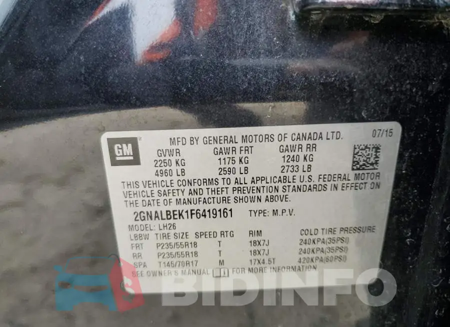 2GNALBEK1F6419161 Photo# 13