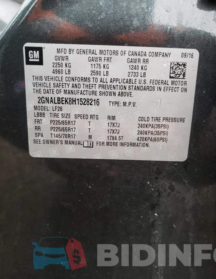 2GNALBEK8H1528216 Photo# 13