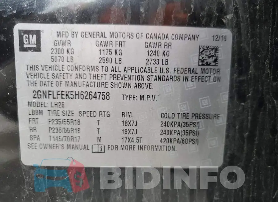 2GNFLFEK5H6264758 Photo# 13
