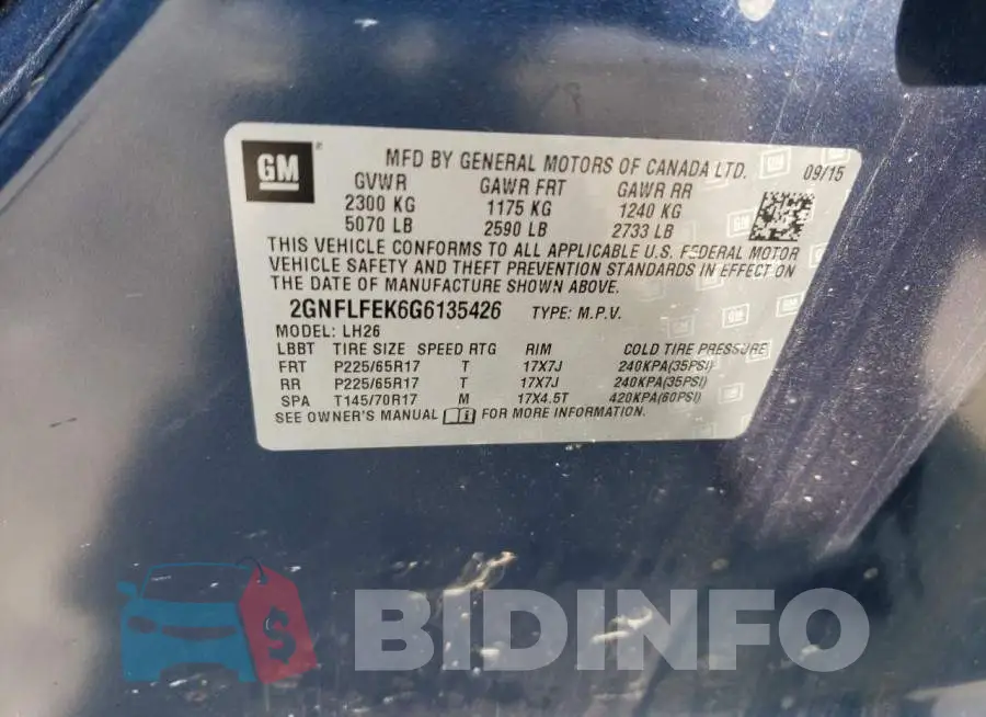 2GNFLFEK6G6135426 Photo# 13
