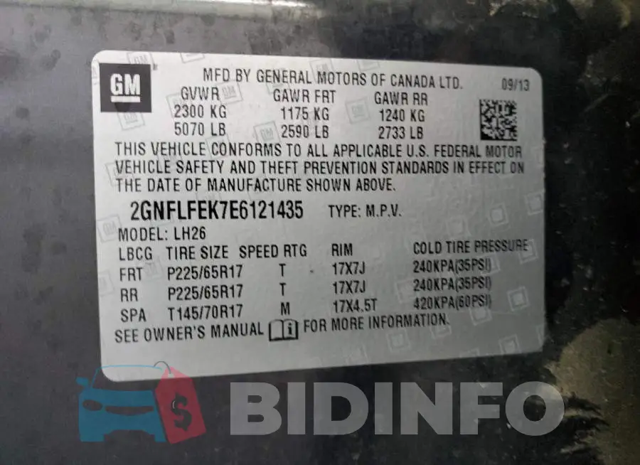 2GNFLFEK7E6121435 Photo# 13