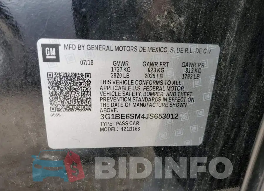 3G1BE6SM4JS653012 Photo# 12