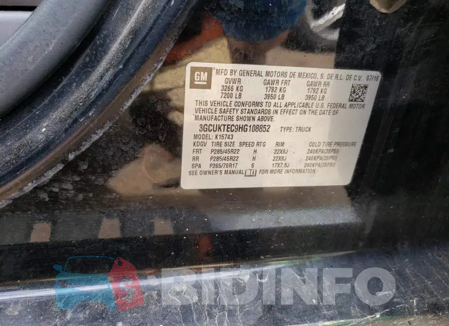 3GCUKTEC9HG108852 Photo# 12