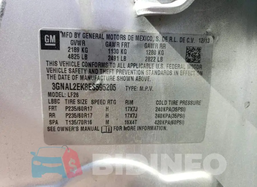3GNAL2EK8ES595205 Photo# 12