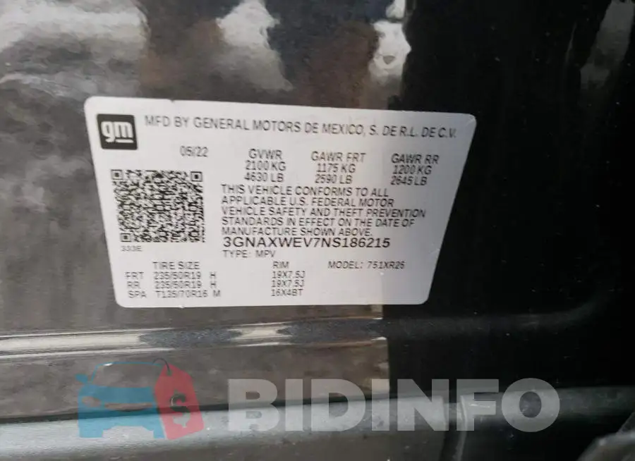 3GNAXWEV7NS186215 Photo# 13