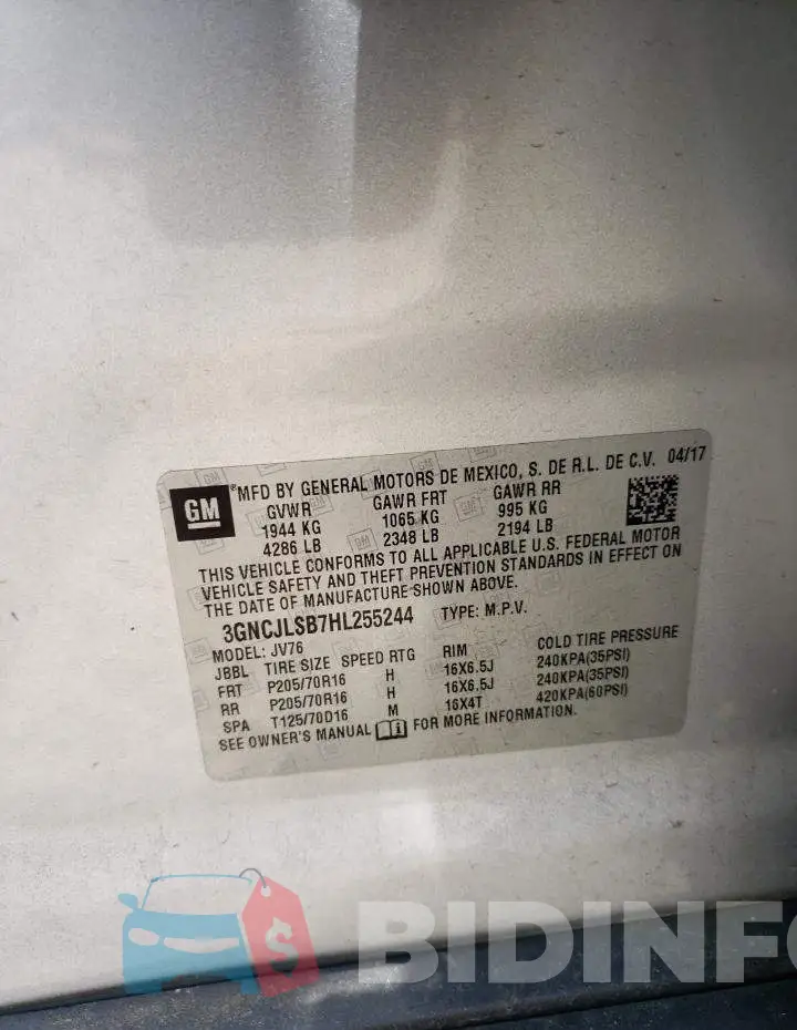 3GNCJLSB7HL255244 Photo# 12