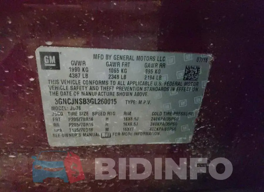 3GNCJNSB3GL260015 Photo# 13