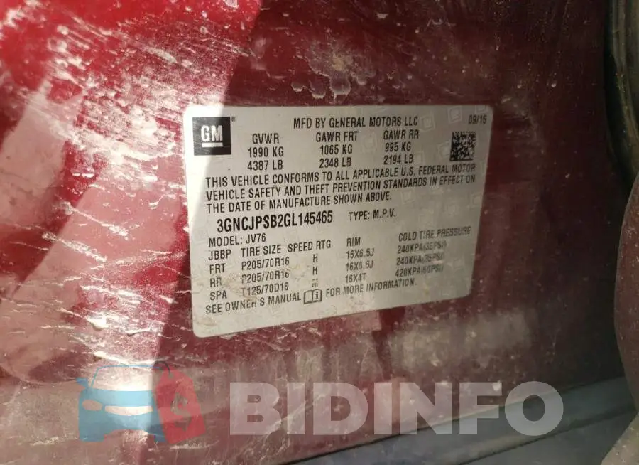 3GNCJPSB2GL145465 Photo# 13