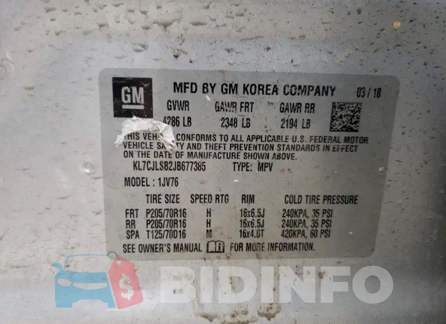 KL7CJLSB2JB677385 Photo# 13