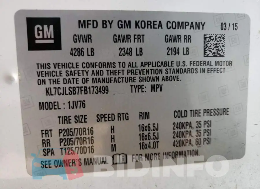 KL7CJLSB7FB173499 Photo# 13