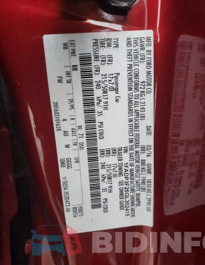 1FADP3F26GL302415 Photo# 12