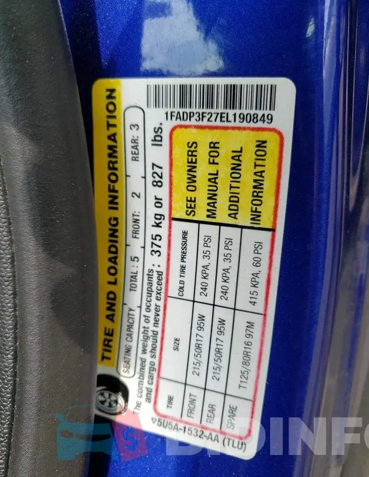 1FADP3F27EL190849 Photo# 12