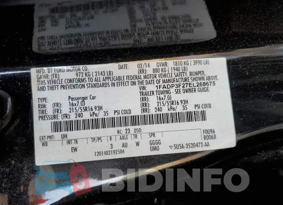 1FADP3F27EL268675 Photo# 12
