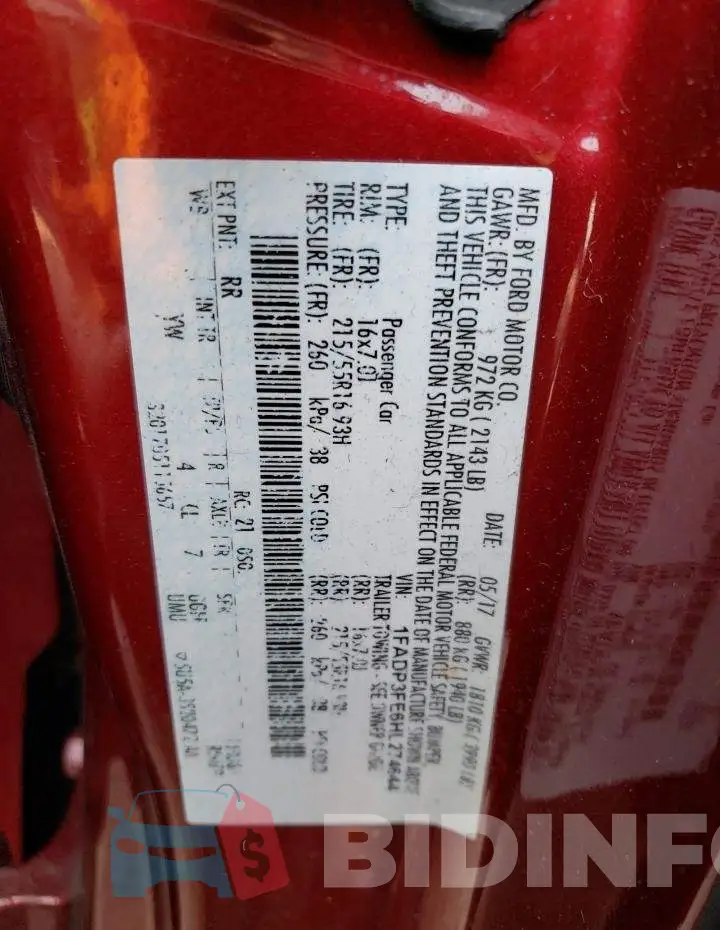 1FADP3FE6HL274644 Photo# 12