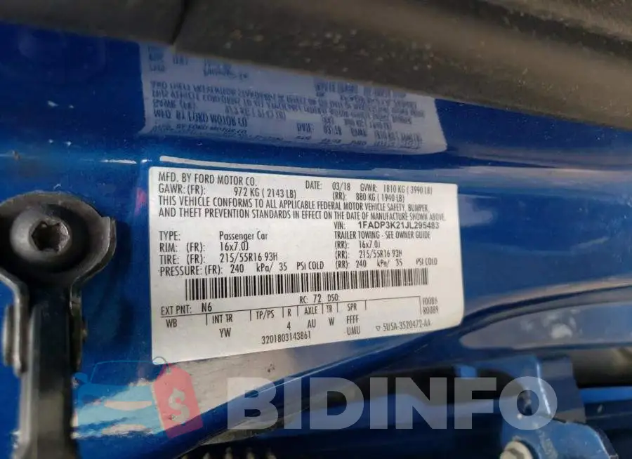1FADP3K21JL295483 Photo# 12