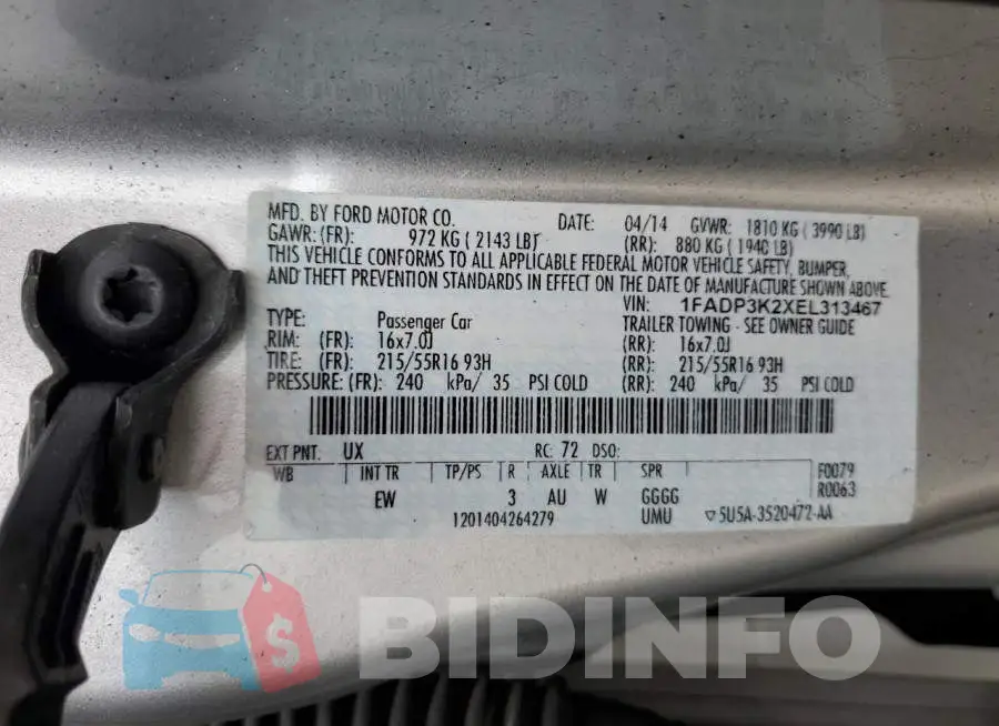 1FADP3K2XEL313467 Photo# 13