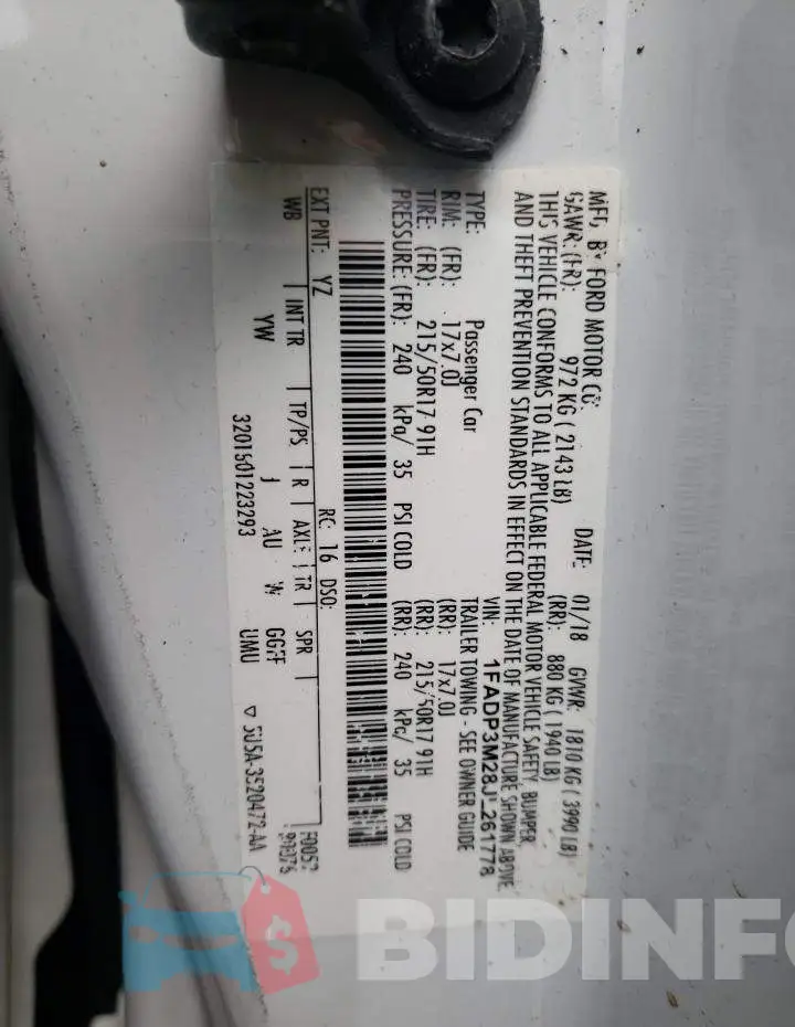1FADP3M28JL261778 Photo# 12