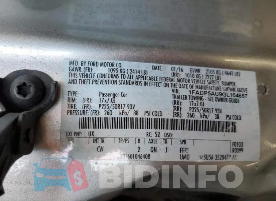 1FADP5AU9GL104657 Photo# 12