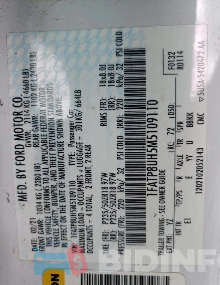 1FATP8UH5M5109110 Photo# 12