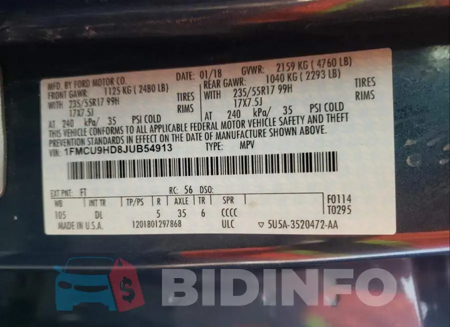 1FMCU9HD8JUB54913 Photo# 10