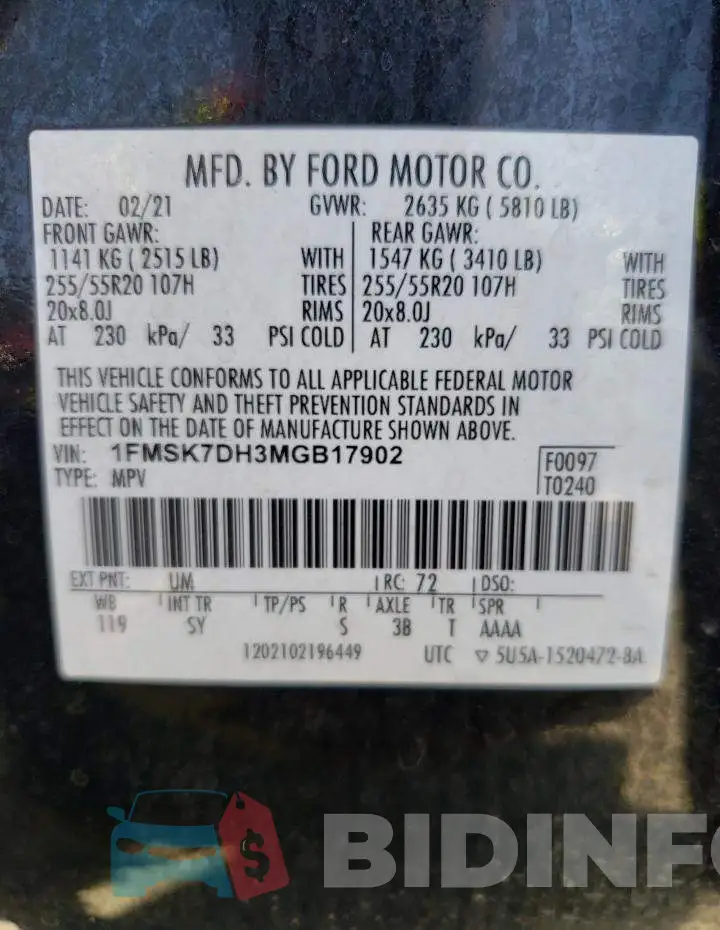 1FMSK7DH3MGB17902 Photo# 13