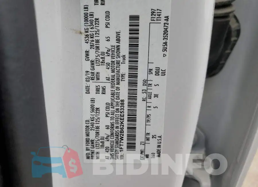 1FT7W2B62KEE53388 Photo# 13
