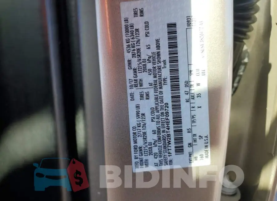 1FT7W2BT4HEF09720 Photo# 12